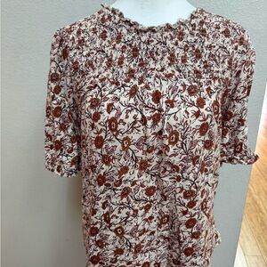 Lucky Brand  Print Smocked Women's Top